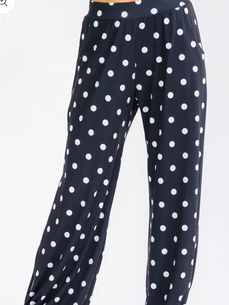 Polka Dot Wide Leg Ankle Tie Pants